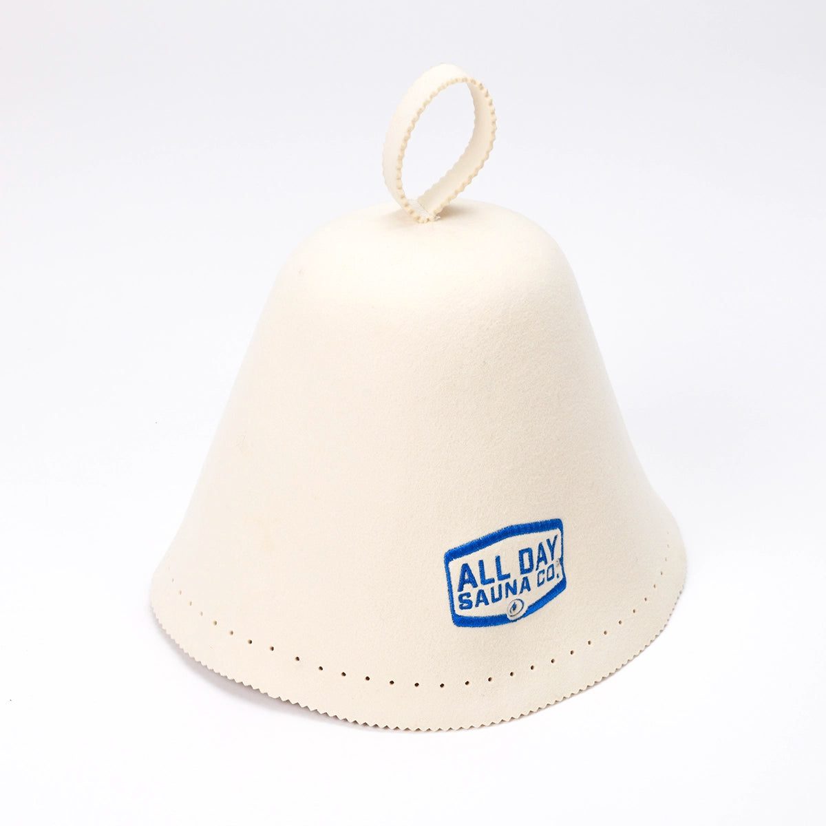 Side view of wool sauna hat by All Day Sauna Co.