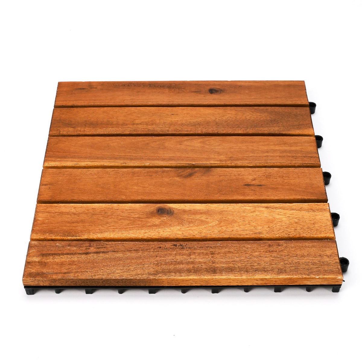 Close-up of All Day Sauna Co. pine sauna flooring — smooth natural pine with interlocking design for easy assembly and stability