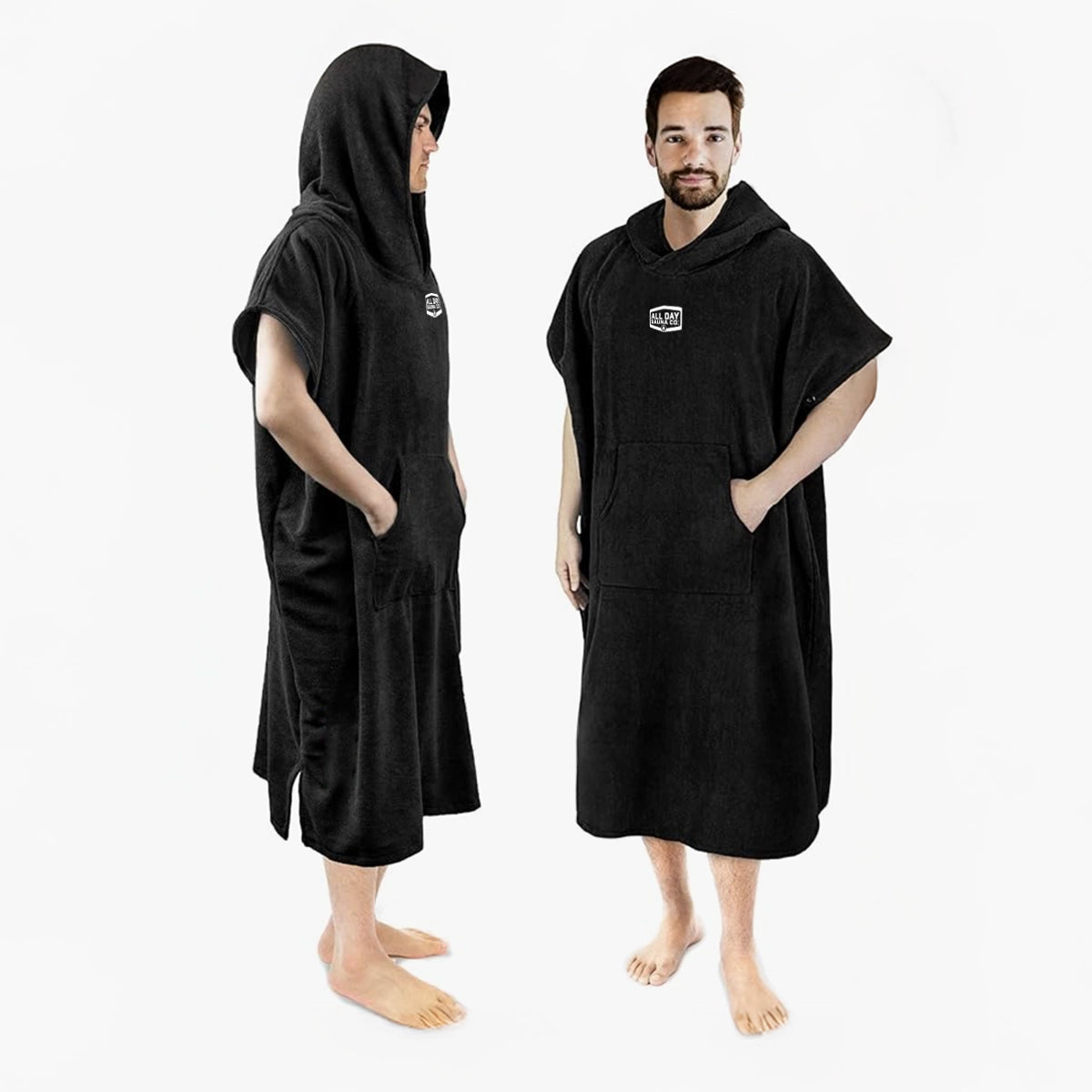 All Day Sauna Co. sauna robe — ultra-soft, breathable fabric in black designed for relaxation before and after sauna sessions