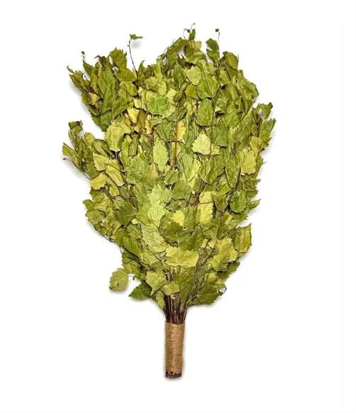 All Day Sauna Co. birch venik — dried bundle of birch branches and leaves used for sauna rituals