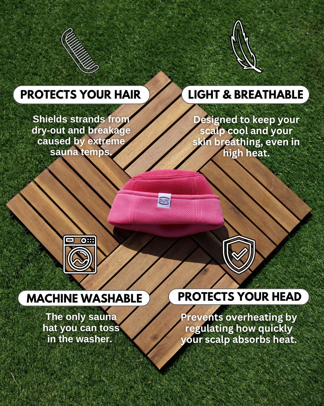 All Day Sauna Hat – Lightweight, Machine Washable and Breathable